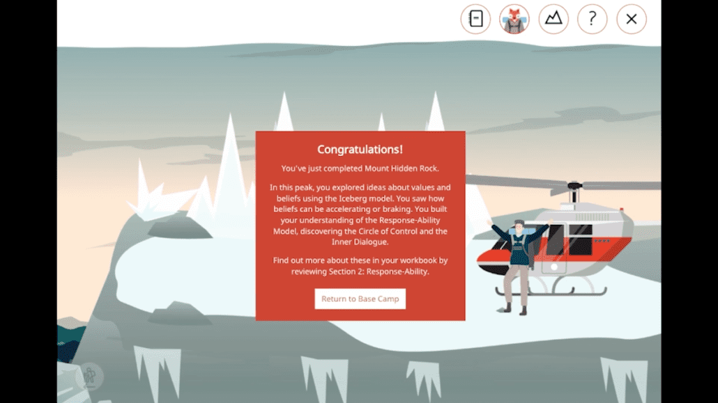 Congratulations screen